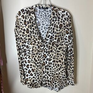 Zara Animal léopard  Print Button-Up blouse